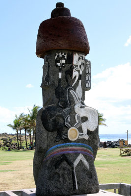Decorated rear of moai near Hanga Roa