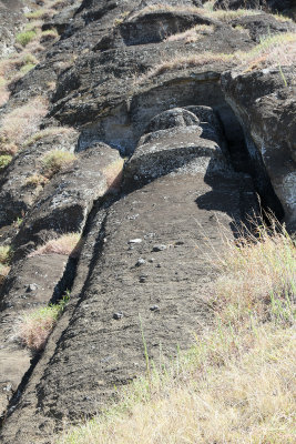 Unfinished moai & largest one on island