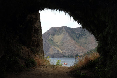 Patriots Caves where patriots fighting for Chilean independence hid. Selkirk's cave was on other side of island. 