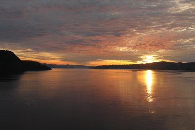 2nd day of cruise: sunrise while approaching LaBaie on the Saguenay fjord