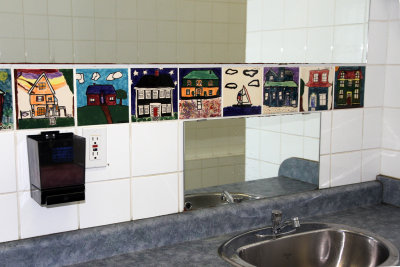 Lunenburg wins the prize for best public bathrooms - with tile art done by local students.