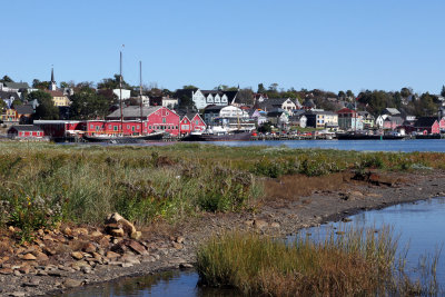 Lunenburg waterfront from bend in road outside town