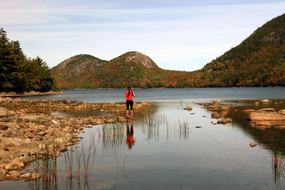Photographer admires the The Bubbles from Jordan Pond.