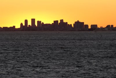 I got a postcard shot of the Boston skyline at sunset. 