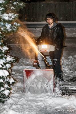 Watching My Son Push The Snow Blower (While I Stay Warm And Dry)