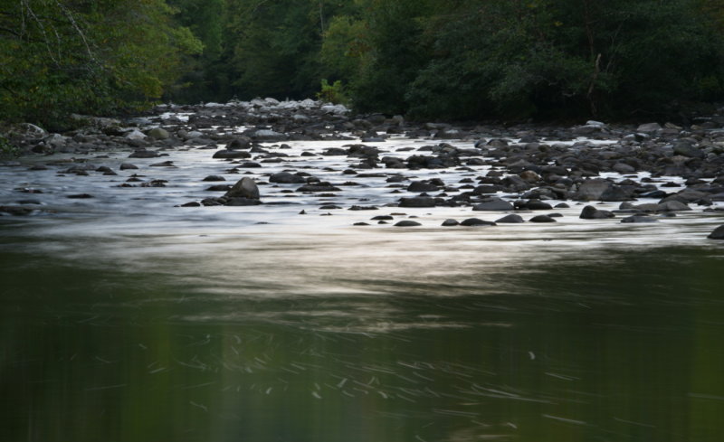 Evening view of a river in Smoky Mountains National Park (long exposure)