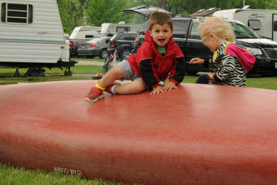 Playing on the Canoe