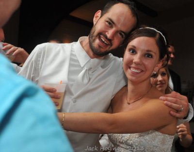 Having a good time at their wedding