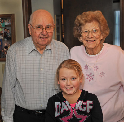 Macey with Great Grandma and Grandpa Hoying