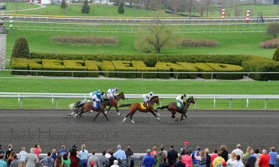 Shortly after the start of a race at Keeneland Race Track