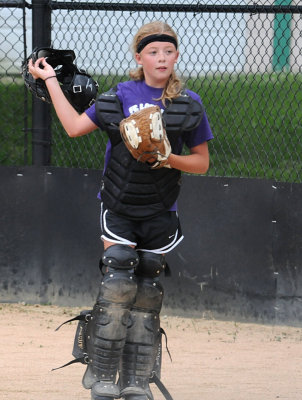 Ellie with the Catcher's Gear
