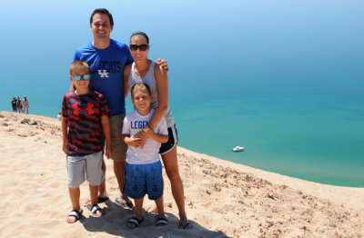 Paeltz family on the sand dunes above Lake Michigan