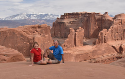 On the cliffs high above the valley in Arches National Park