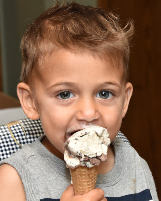 AJ enjoying his bedtime ice cream cone