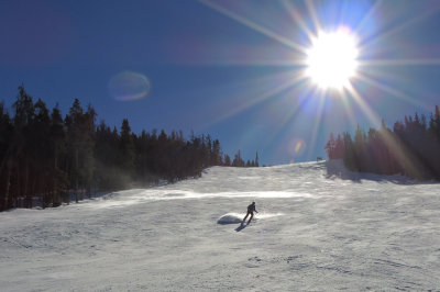 Brenda skiing down a run at Keystone, Colorado