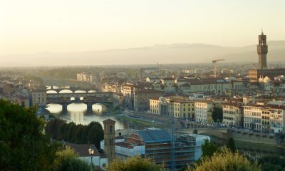 Arno river sunset from Piazzale Michelangelo