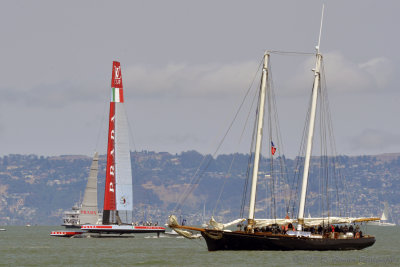 Italy's Luna Rosa and Schooner America