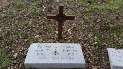 Ranger Frank Hamer.. Captain.  Well known for tracking down and stopping Bonnie and Clyde.  A hard nosed lawman.  