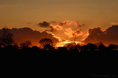 Sunset from our House in Goudelin, Brittany.