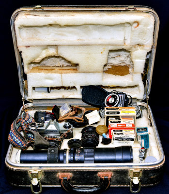 160614 1_stitch Pano,  1968 Camera bag, home made.