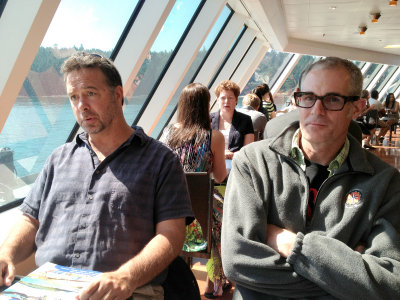 Tom and Grant on the ferry to Swartz Bay.