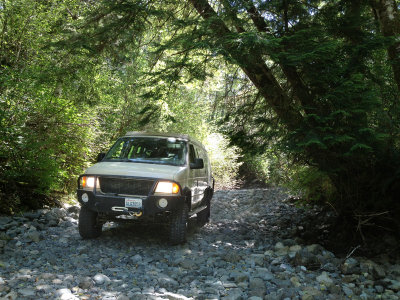 The road access to the beach was partly on a gravel creek bed.