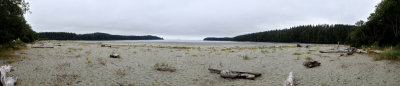 A panorama of the beach behind our camp spot.