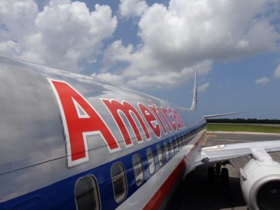 American Airlines lands in Cozumel