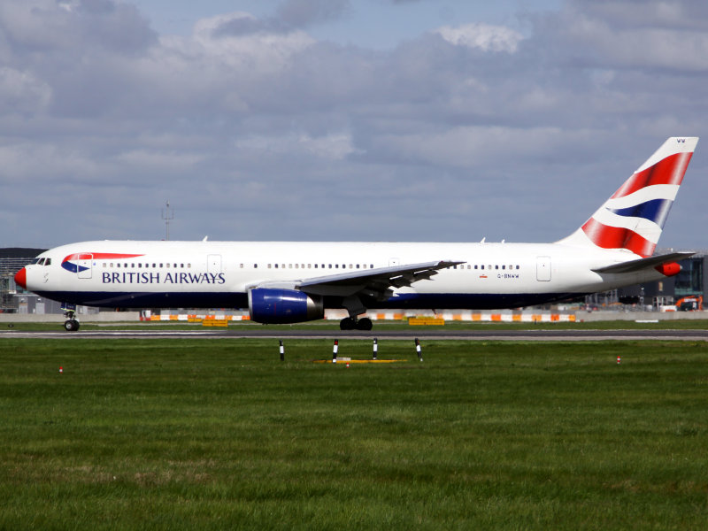 Red nose plane at LHR