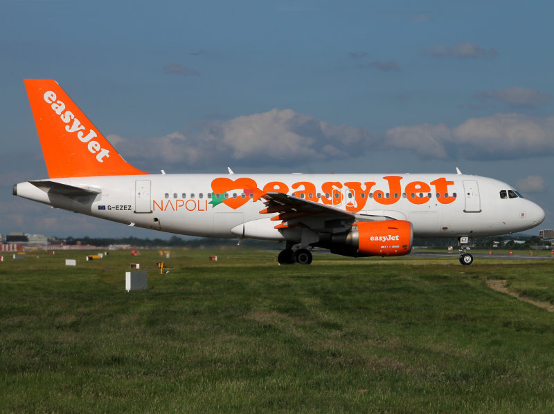 Special Naples logo at LGW, this was until recently the 'BER' Brandenburg promotional logojet...