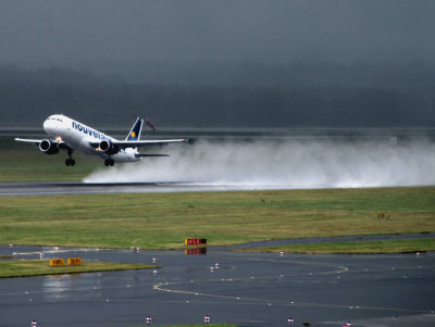 A pretty wet runway!! DUS