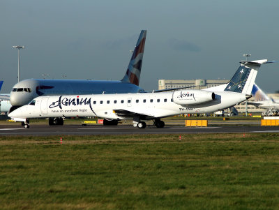at LHR in her previous livery