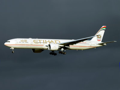 This livery is good with dark clouds behind on approach to Heathrow.