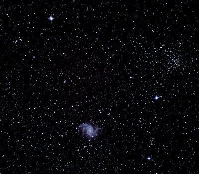 NGC 6946 Fireworks Galaxy  NGC 6939 Open Star Cluster.