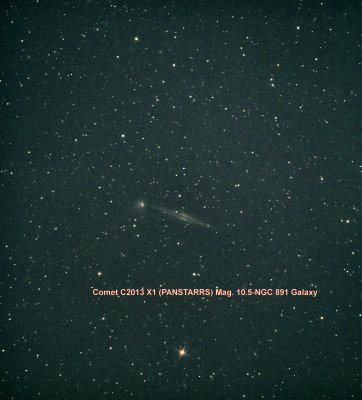 Comet C2013 X1 PANSTARRS Mag. 10.5 & Galaxy NGC 891 