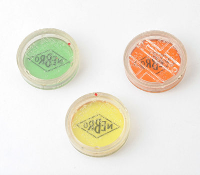 03 Vintage Nebro 31mm Glass Filters Green Yellow Orange with Keepers.jpg