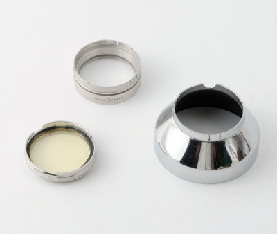 03 Vintage Actina 32mm Push Fit Chrome Lens Hood with Glass Filter Holder Kodisk 320 Cloud Filter and Case.jpg