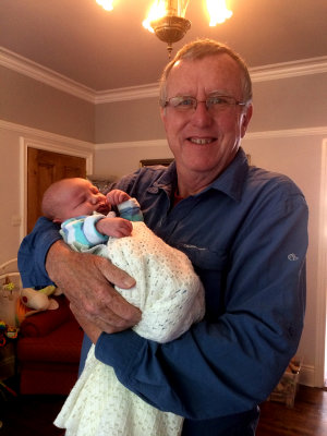 Jessica - the new arrival, born 22nd July 2015, with Granddad