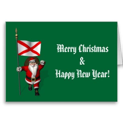 Santa Claus With Flag Banner Ensign Of US State <br />* Alabama