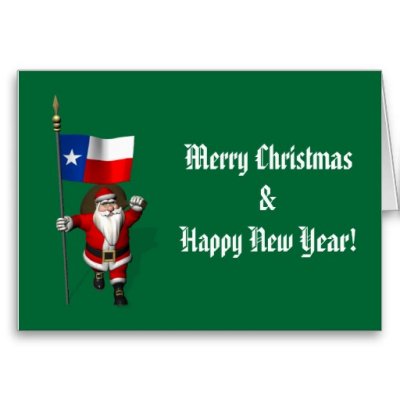 Santa Claus With Flag Banner Ensign Of US State * Texas