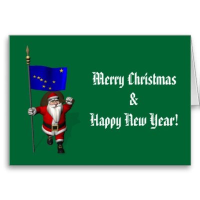 Santa Claus With Flag Banner Ensign Of US State * Alaska