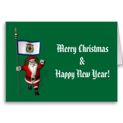 Santa Claus With Flag Banner Ensign Of US State <br />* West Virginia