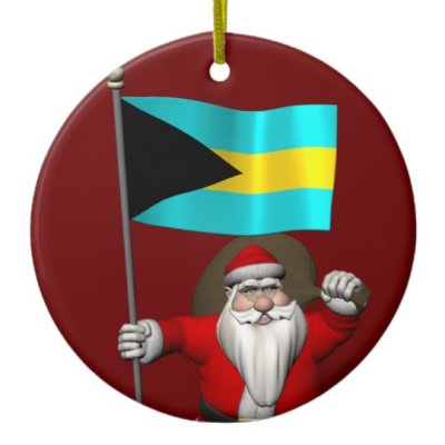 Santa Claus With Flag Of Bahamas