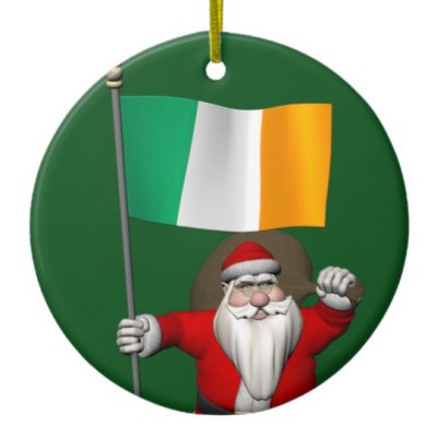 Santa Claus With Flag Of Ireland