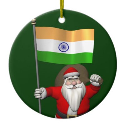 Santa Claus With Flag Of India