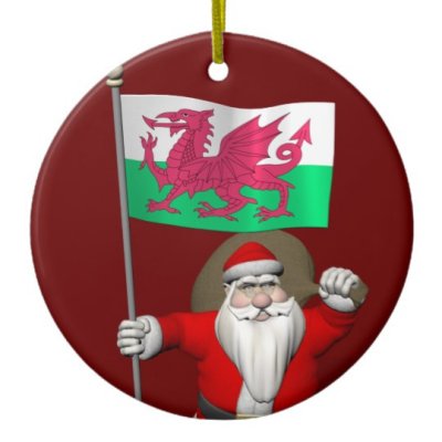 Santa Claus With Flag Of Wales