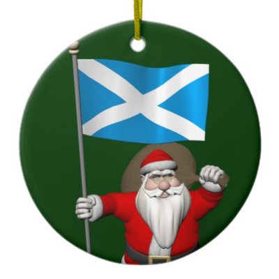Santa Claus With Flag Of Scotland