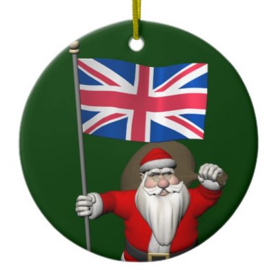 Santa Claus With Flag Of United Kingdom