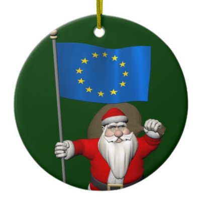 Santa Claus With Flag Of European Union