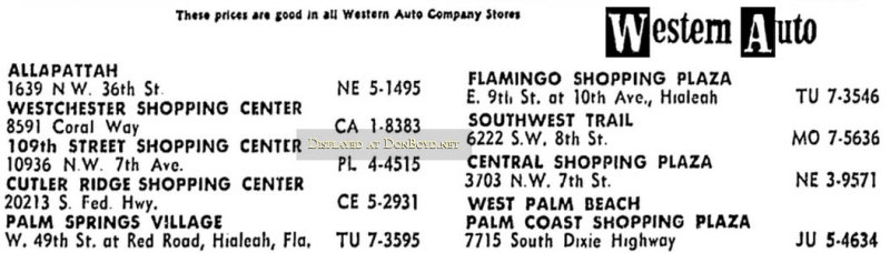 1963 - a Miami News ad for the Western Auto stores in south Florida
